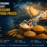 Global food prices rising due to Middle East geopolitical tensions affecting agricultural commodities and international trade.