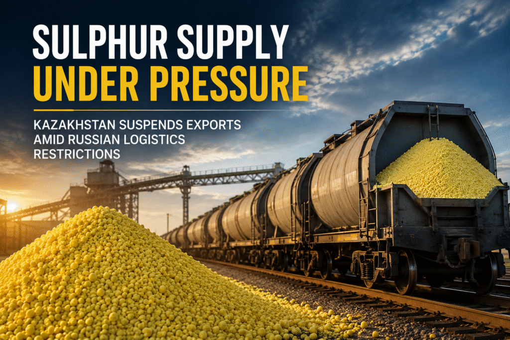 Granular sulphur transportation affected by Kazakhstan export suspension and Russian railway restrictions